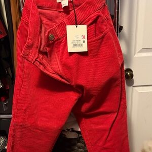 Glamorous Bright Red Corduroy Women Jeans